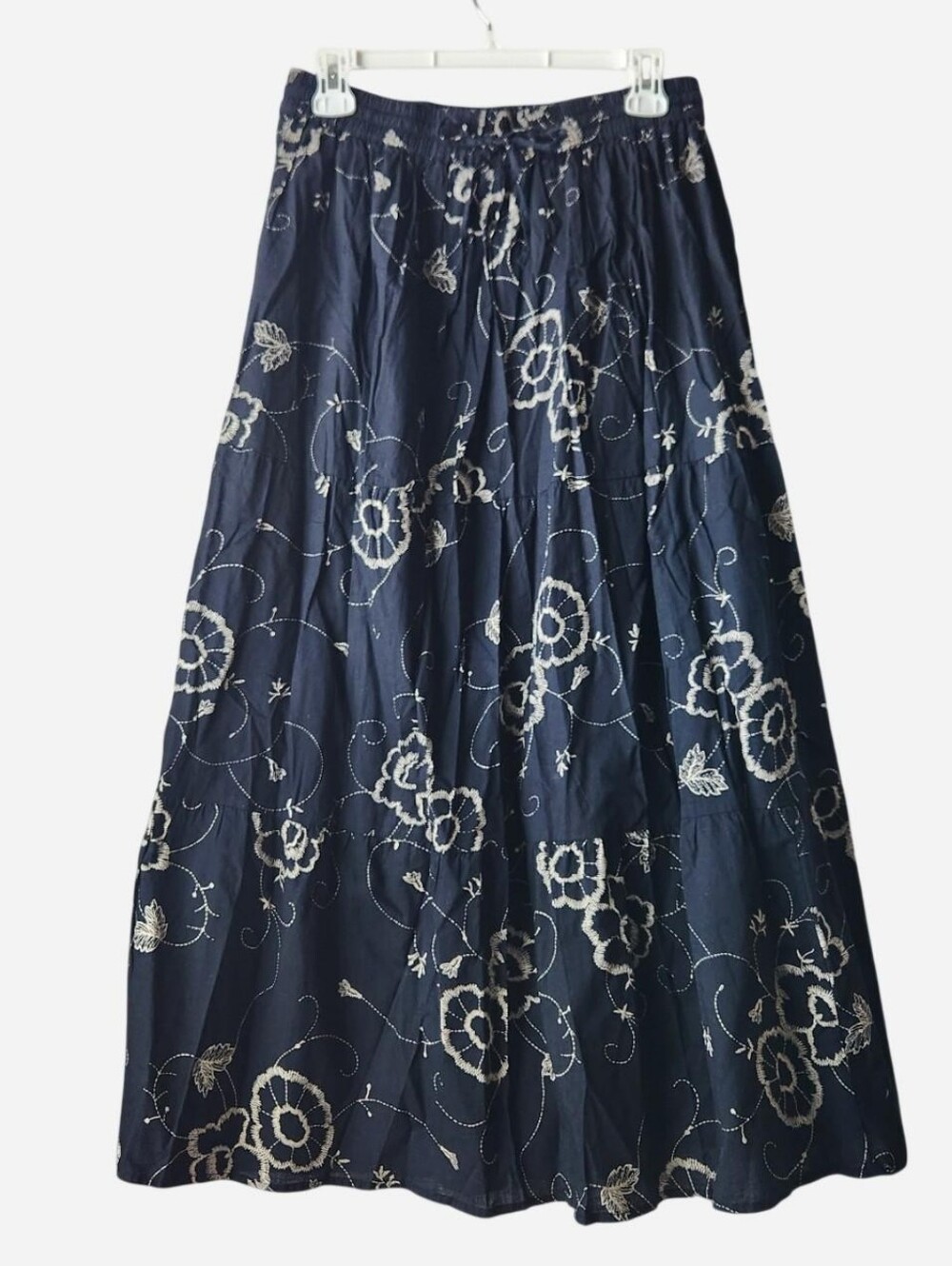 Cotton Tiered Floral Maxi Skirt